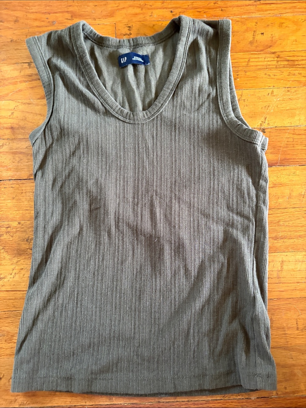 GAP Olive Ribbed Tank Top - Scoop Neck
